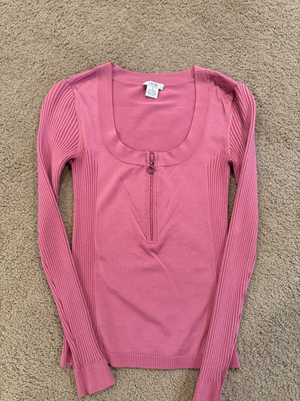 Cache Zip-Front Scoop Neck Long Sleeve Top size small